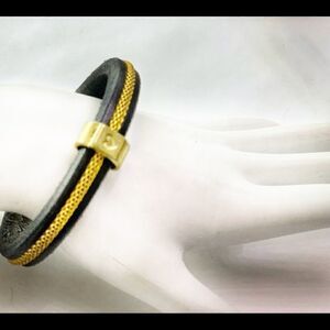 Modern leather gold mesh heart European bracelet